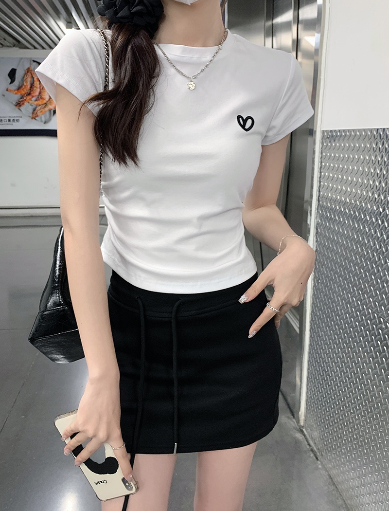Pure cotton round neck tops short T-shirt for women