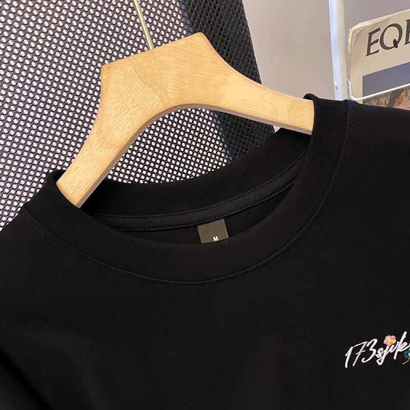 Summer short sleeve tops long round neck T-shirt for women