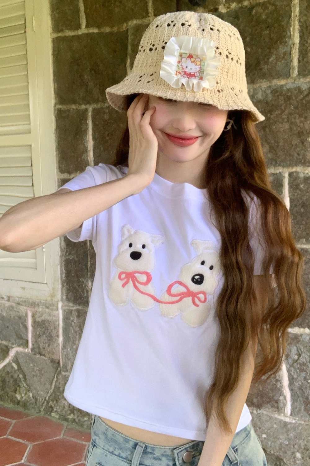 Slim summer tops round neck T-shirt for women