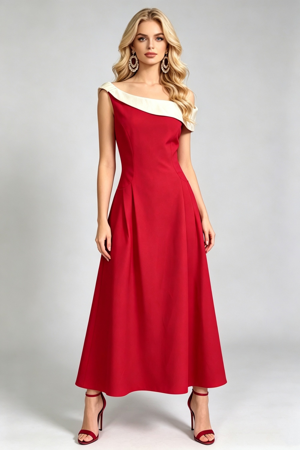Mixed colors drape formal dress slim dress