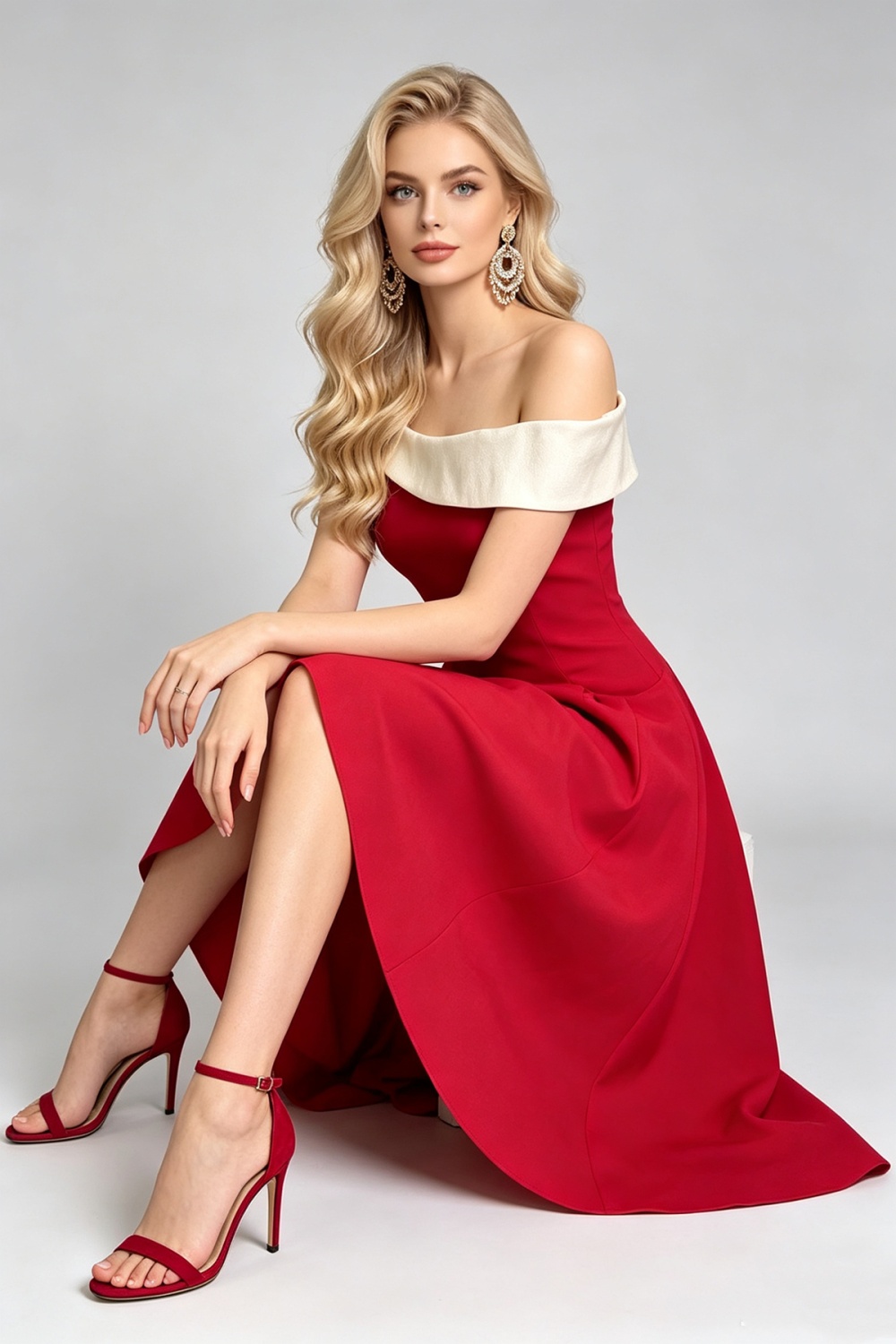 Mixed colors drape formal dress slim dress