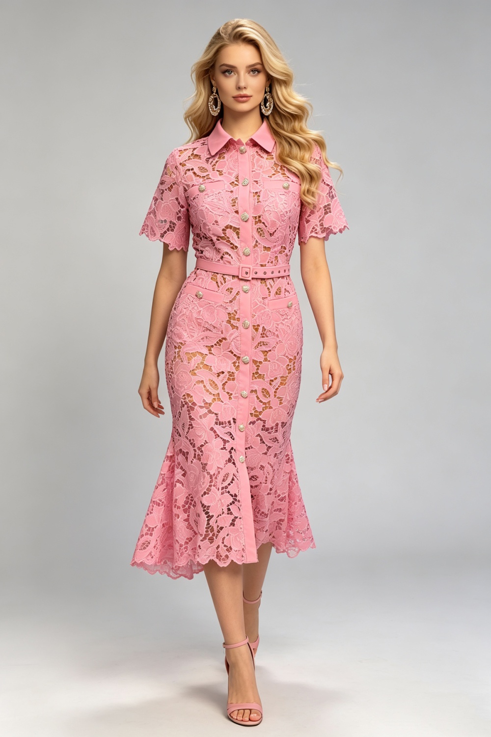 Stereoscopic mermaid summer shirt collar slim dress