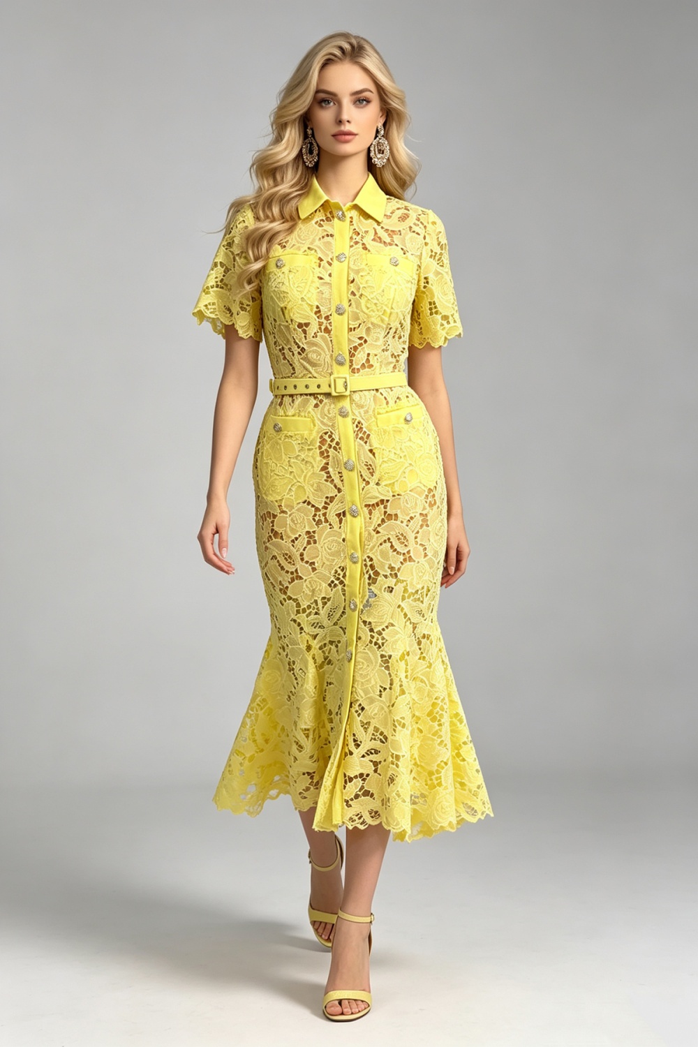 Stereoscopic mermaid summer shirt collar slim dress