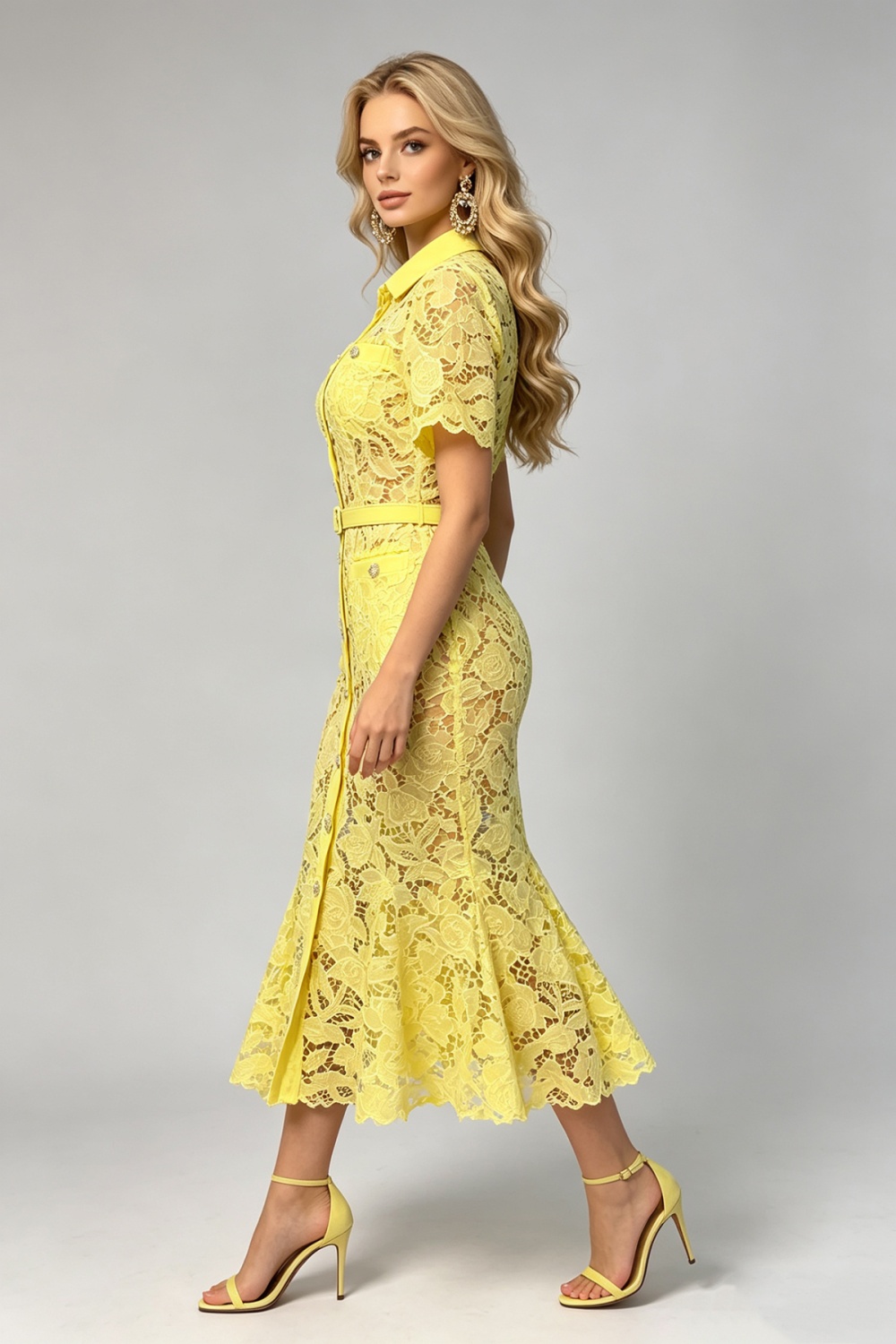 Stereoscopic mermaid summer shirt collar slim dress