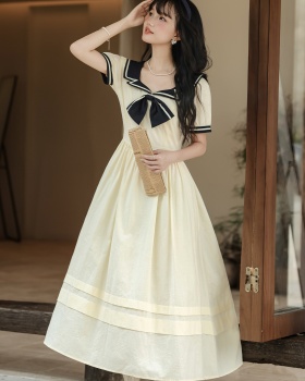 Mixed colors college style art slim dress for women