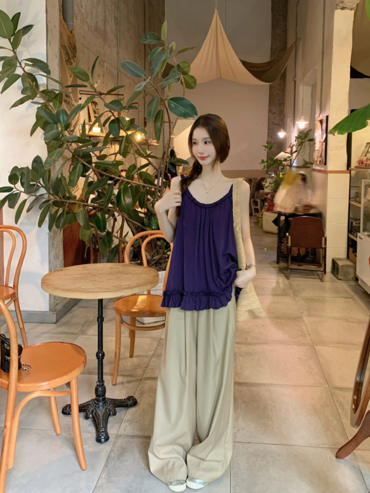 Small fellow lace vest sling tops for women