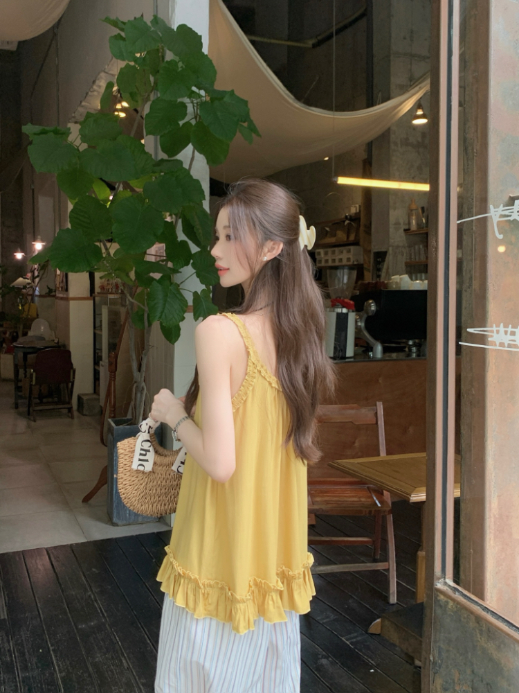 Small fellow lace vest sling tops for women