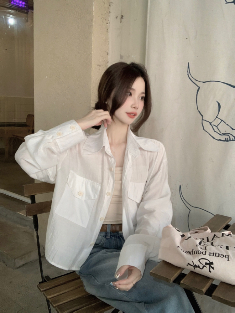Korean style spring and summer tops loose short shirt