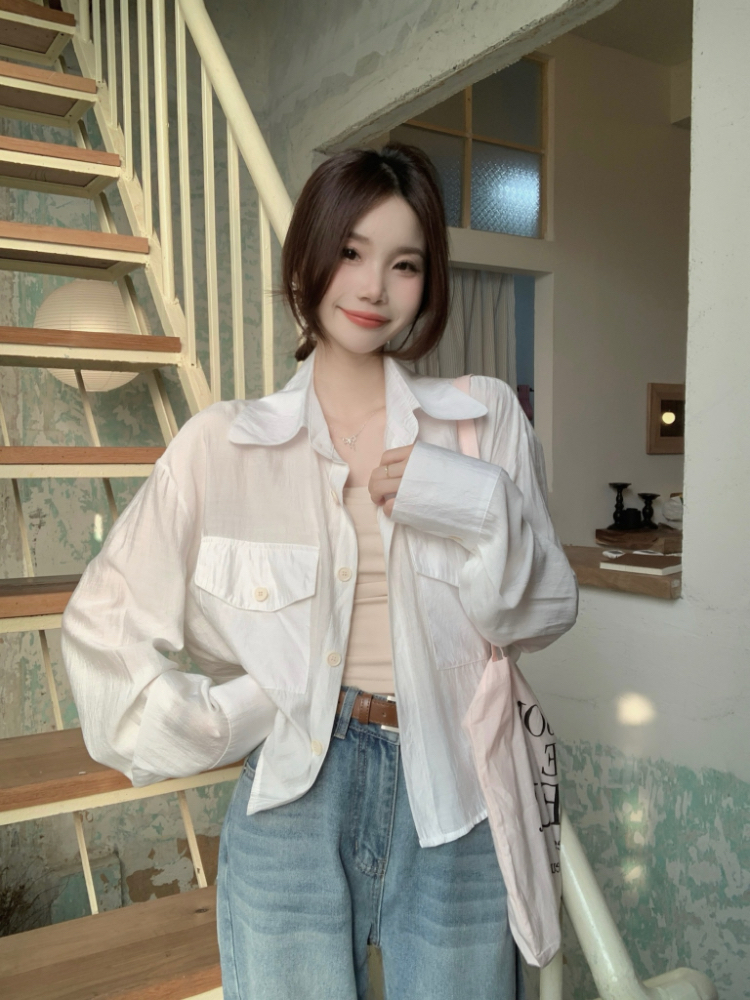 Korean style spring and summer tops loose short shirt