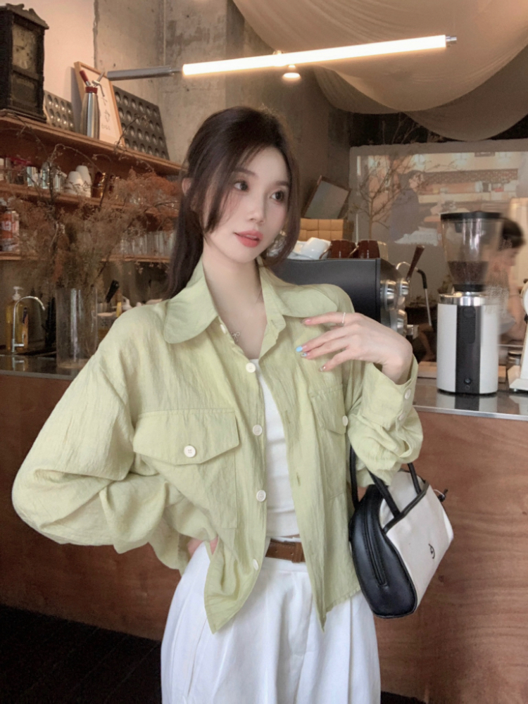 Korean style spring and summer tops loose short shirt