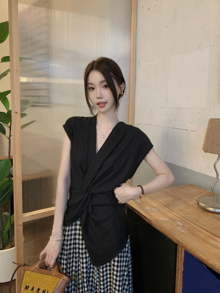 Temperament niche irregular tops light sleeveless loose shirt