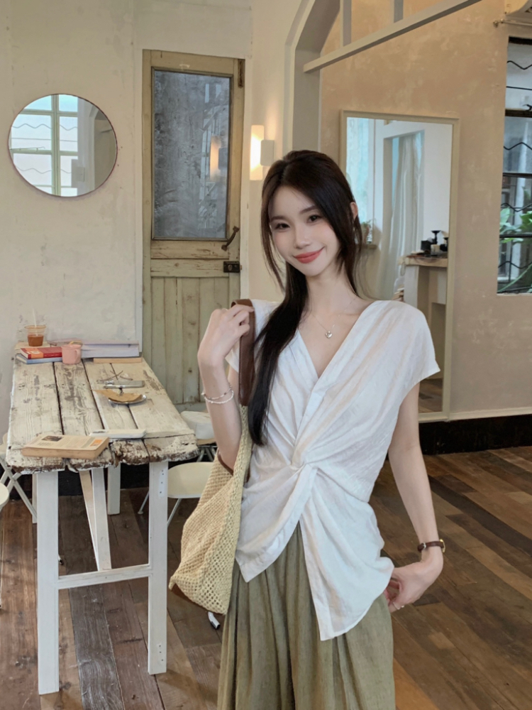 Temperament niche irregular tops light sleeveless loose shirt