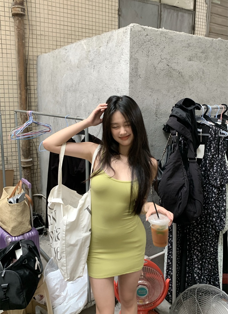 Package hip slim summer strap dress knitted sexy dress