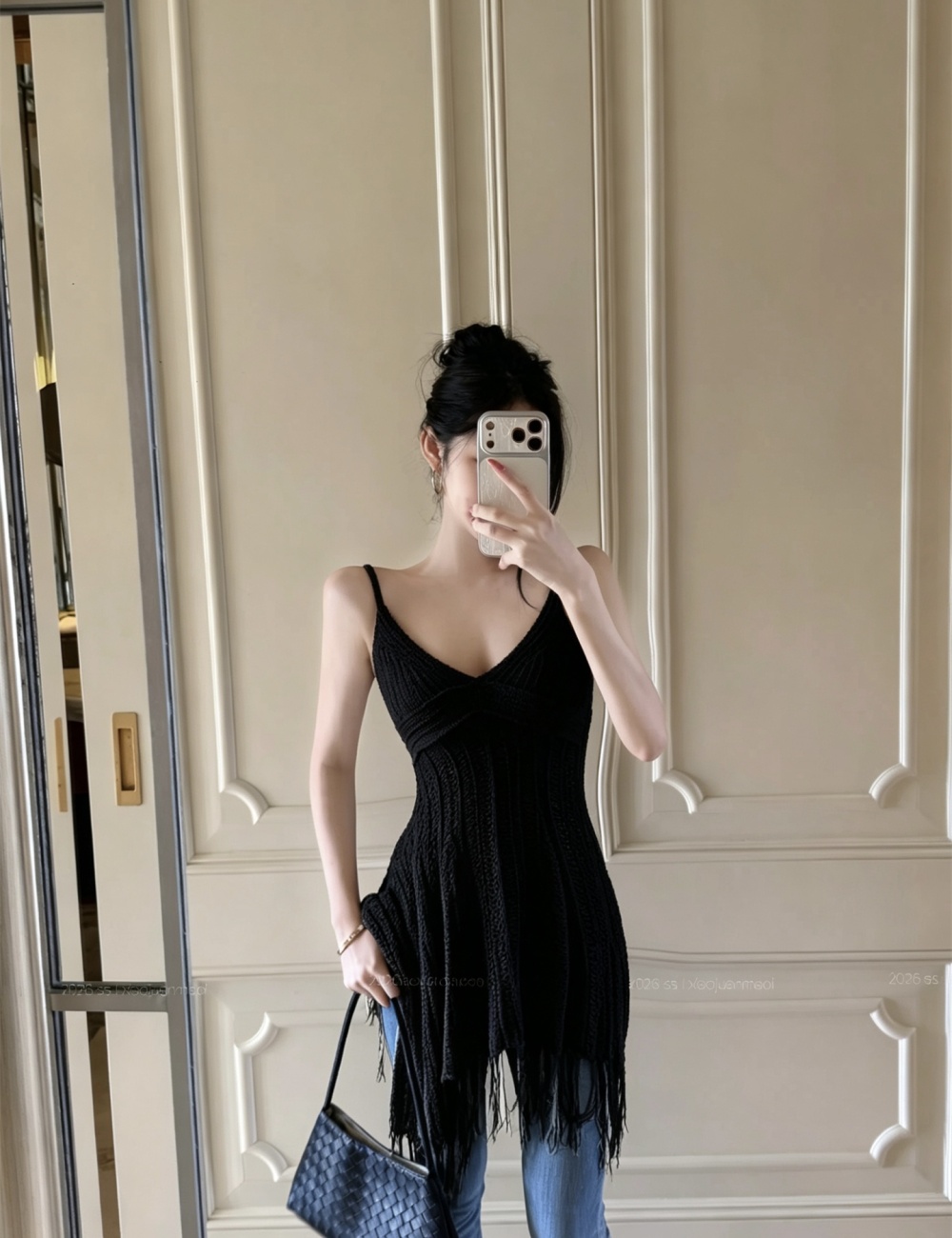 Niche unique slim tops summer V-neck tassels vest for women
