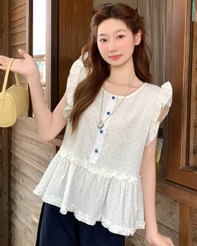 Small fellow polka dot shirt wood ear show young tops for women