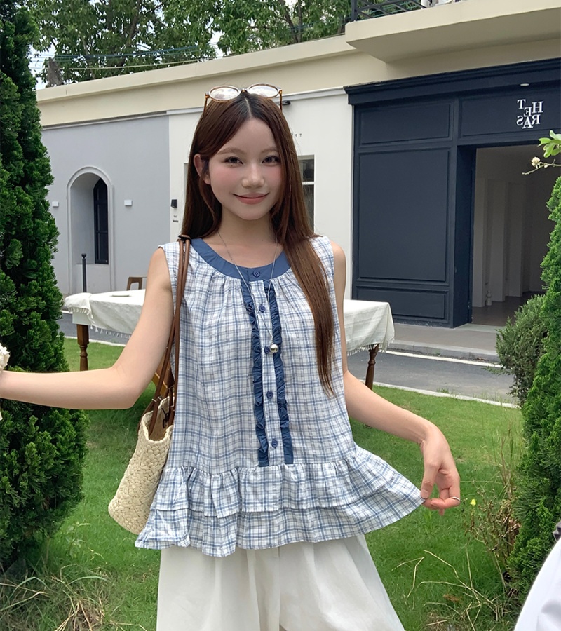 Casual plaid shirt show young doll shirt for women
