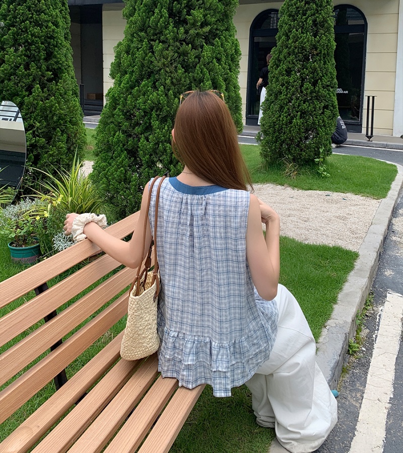 Casual plaid shirt show young doll shirt for women