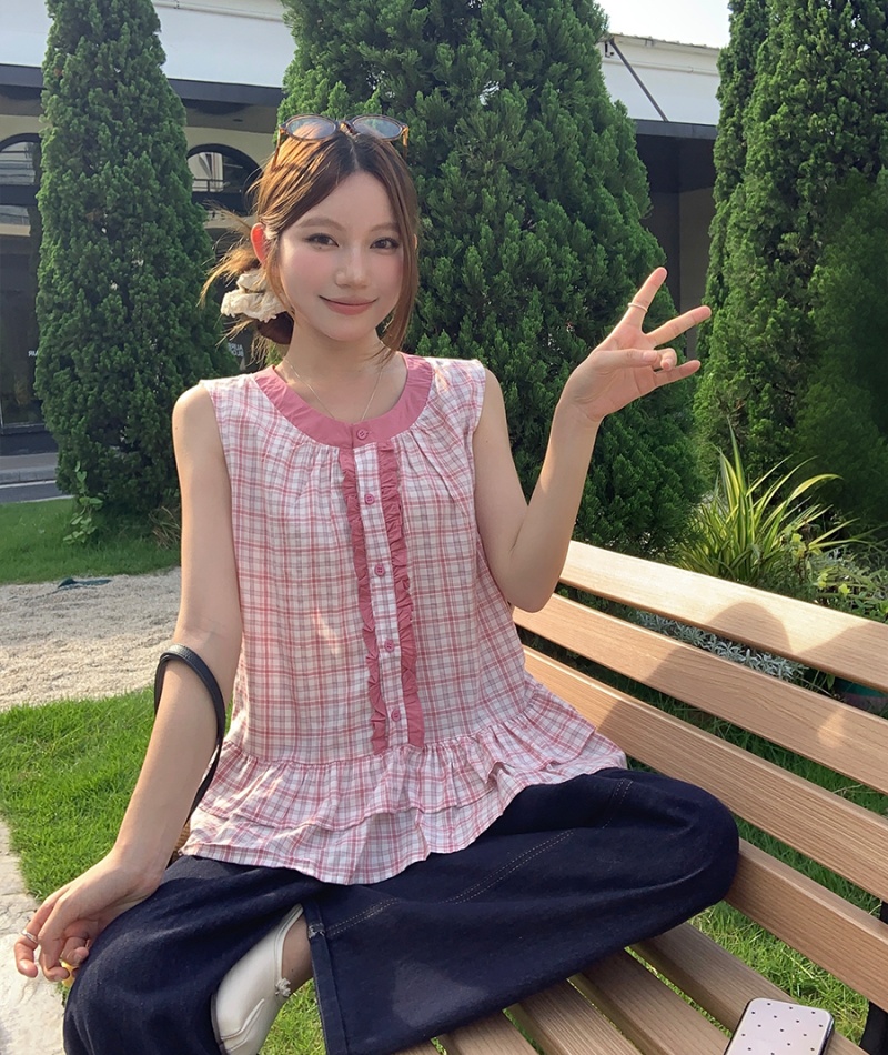Casual plaid shirt show young doll shirt for women