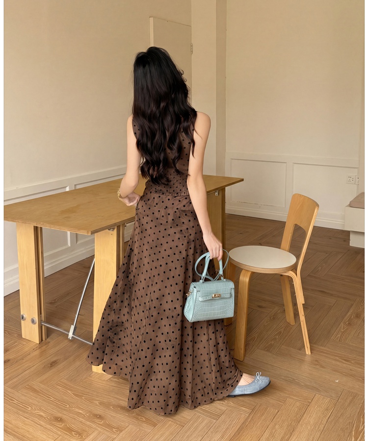 Summer retro skirt blooming slim vest a set