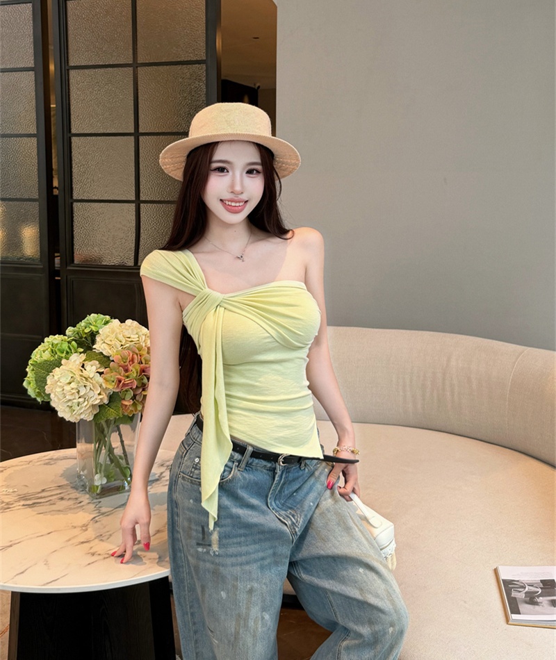 Streamer long irregular shoulder tops
