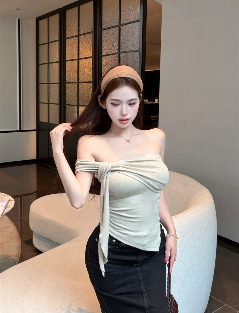 Streamer long irregular shoulder tops