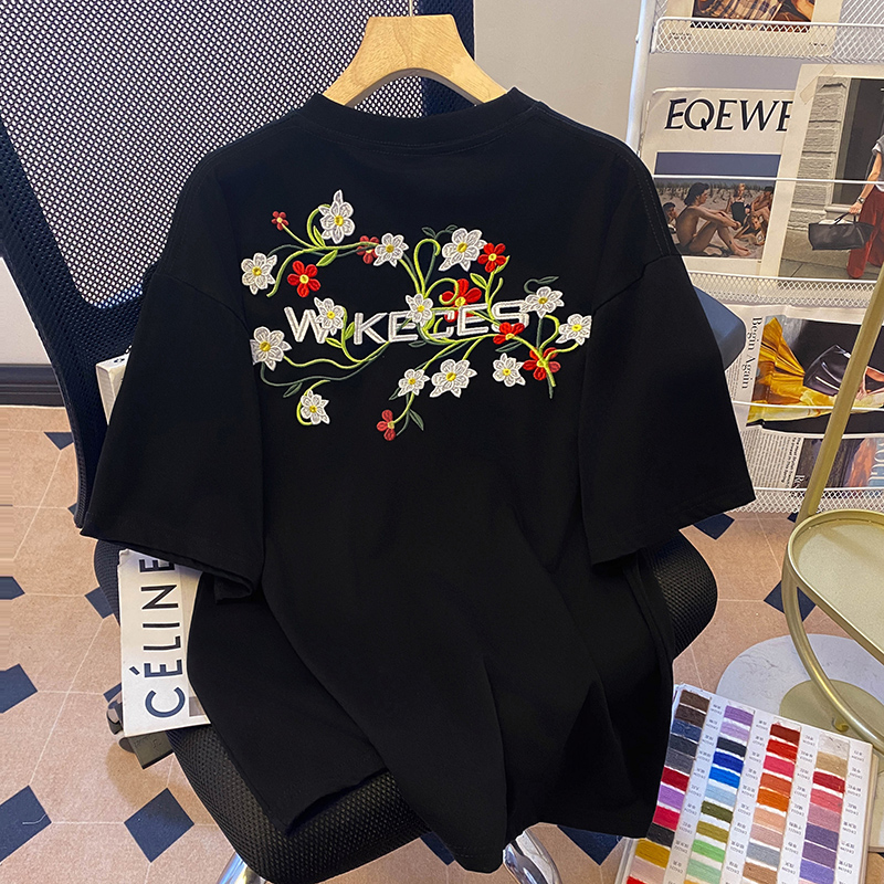 Loose double yarn tops Korean style T-shirt