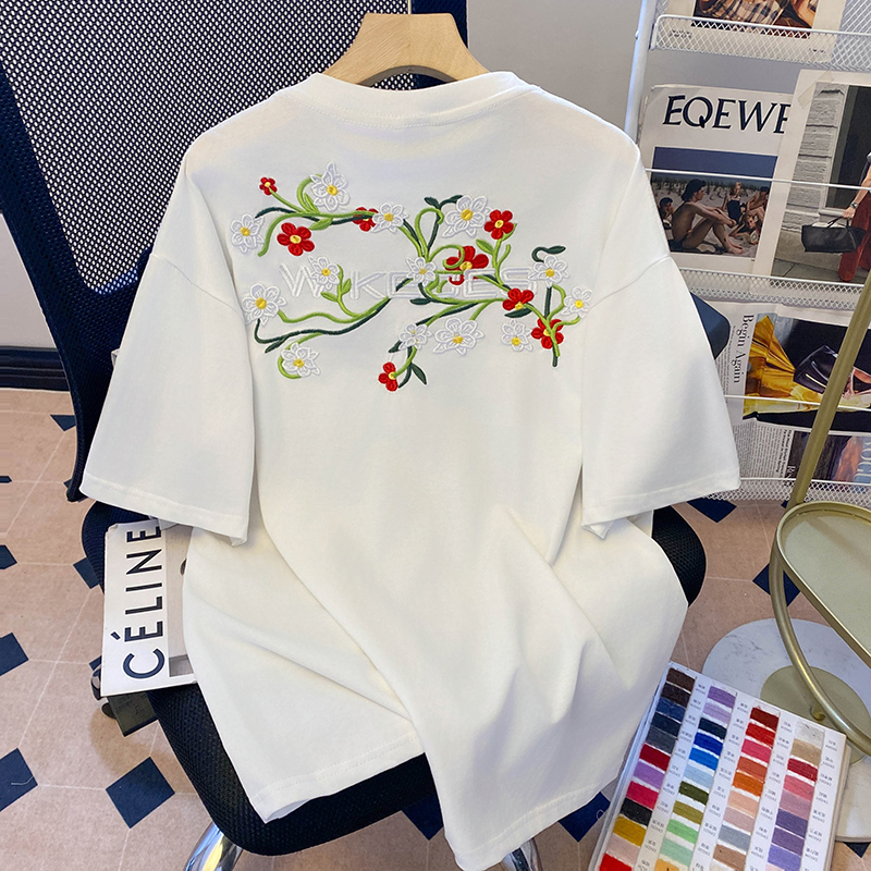 Loose double yarn tops Korean style T-shirt