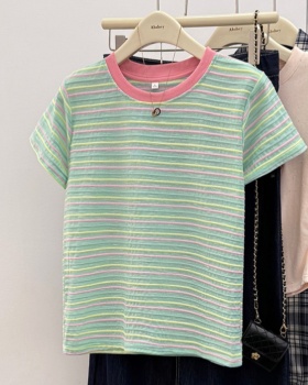 Mixed colors short sleeve tops short T-shirt for women