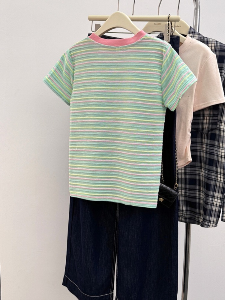 Mixed colors short sleeve tops short T-shirt for women