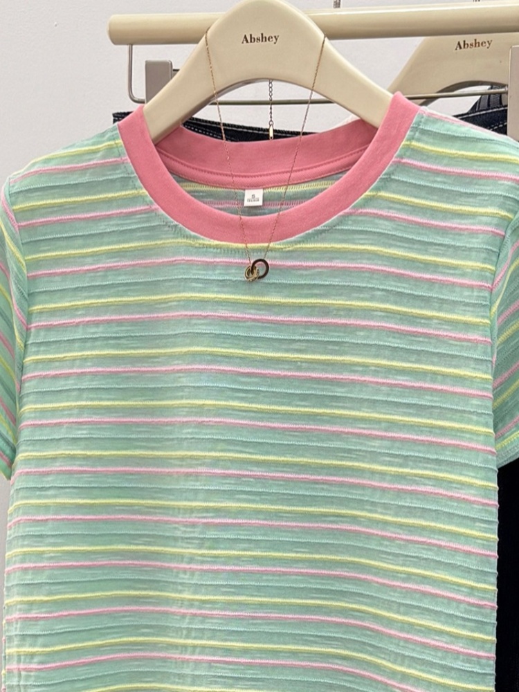 Mixed colors short sleeve tops short T-shirt for women