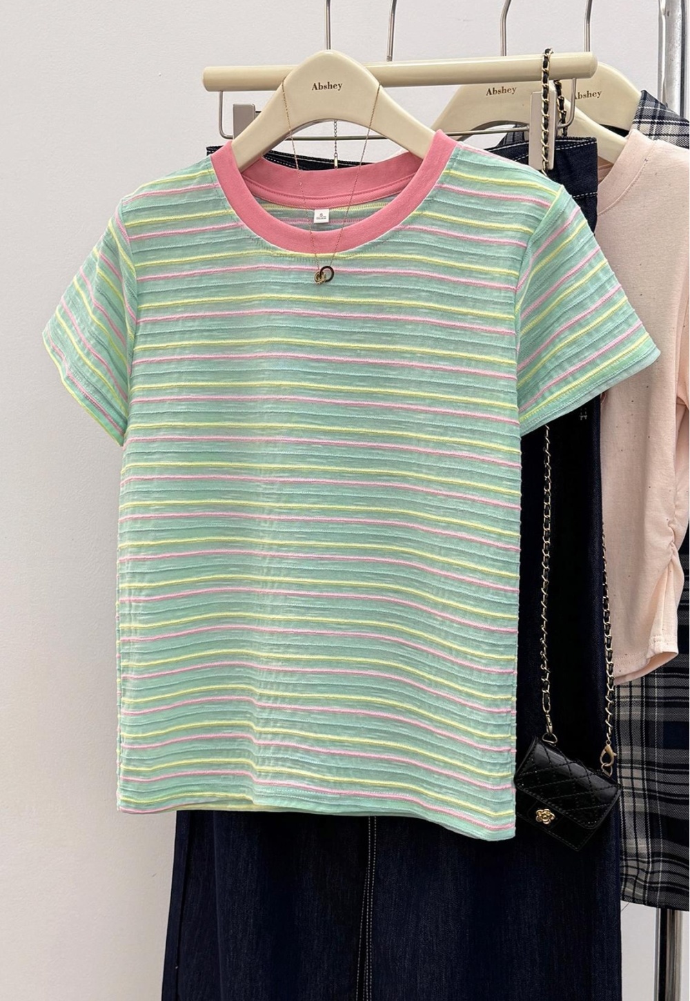 Mixed colors short sleeve tops short T-shirt for women