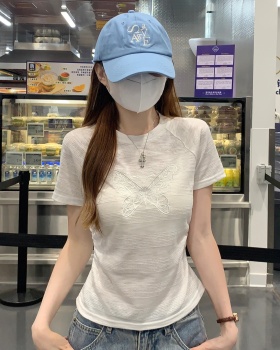 Summer round neck tops slim T-shirt for women
