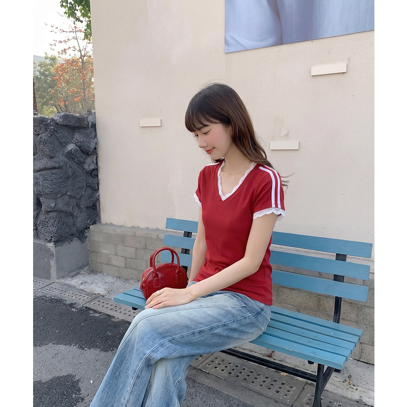 Summer inside the ride T-shirt lace tops for women
