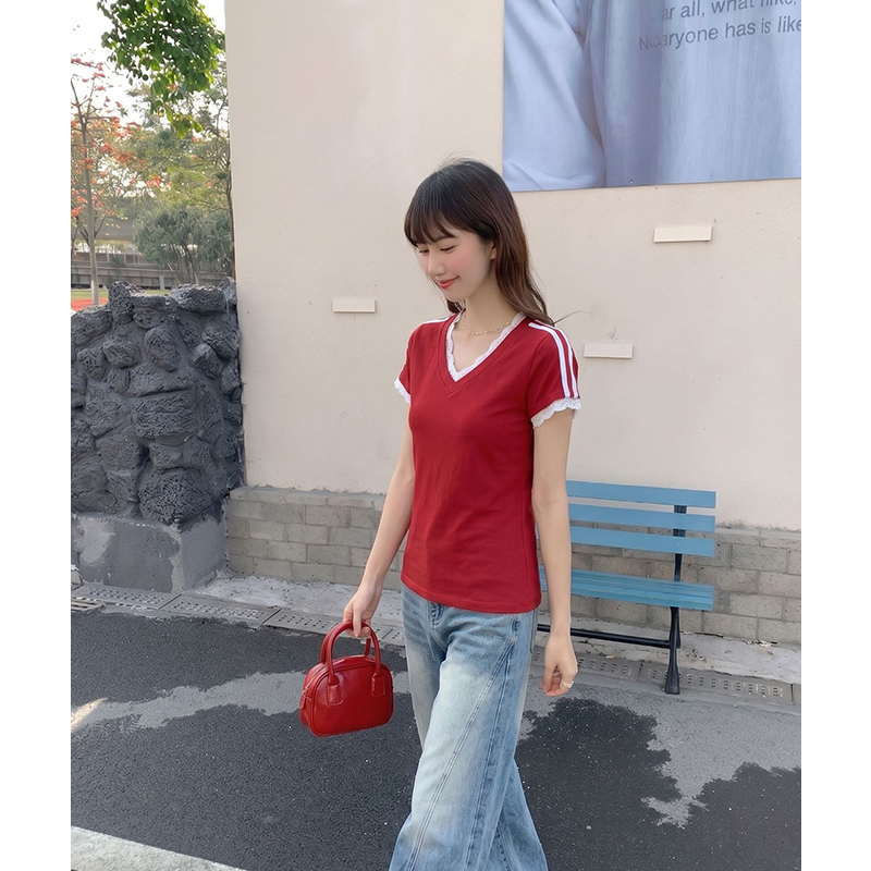 Summer inside the ride T-shirt lace tops for women