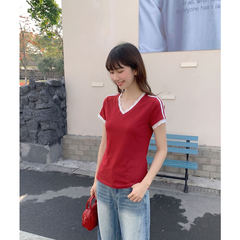 Summer inside the ride T-shirt lace tops for women