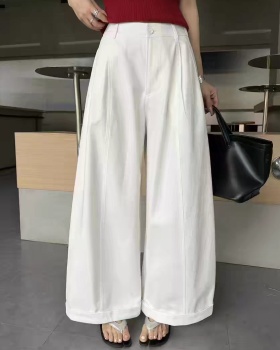 White nine tenths wide leg pants balloon pants for women