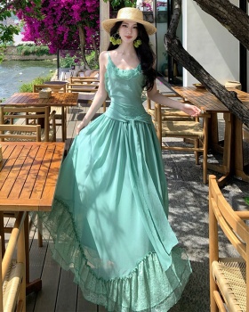 Enticement long splice halter sling lady bandage dress