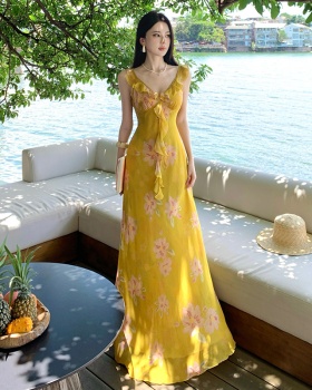 Summer France style dress vacation long dress