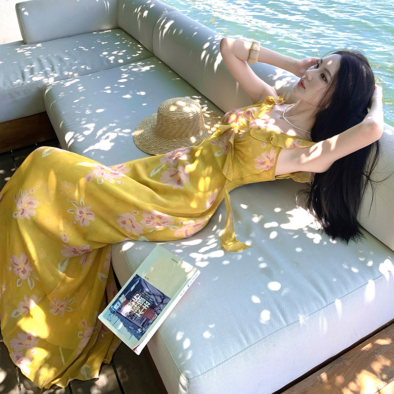 Summer France style dress vacation long dress