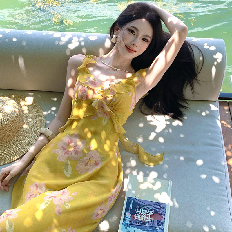 Summer France style dress vacation long dress