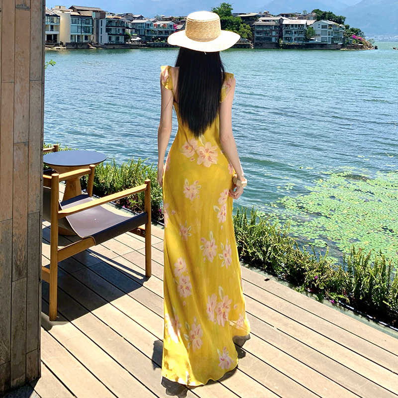Summer France style dress vacation long dress