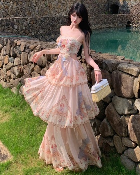 Lace Bohemian style dress splice long dress for women