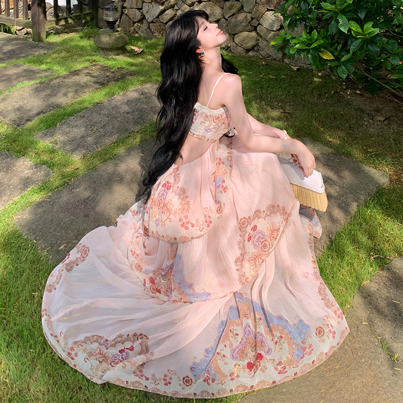 Lace Bohemian style dress splice long dress for women