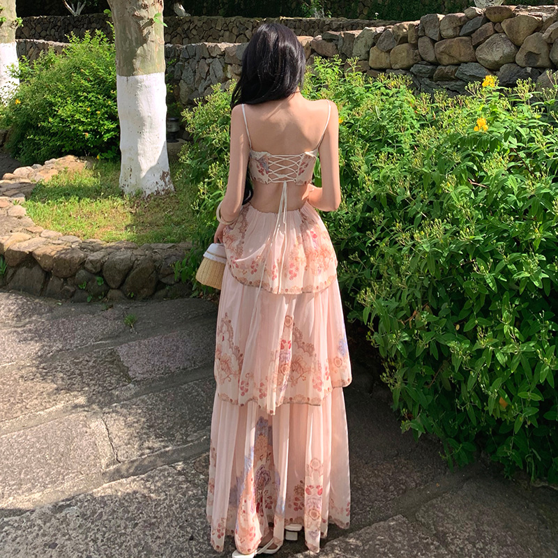 Lace Bohemian style dress splice long dress for women