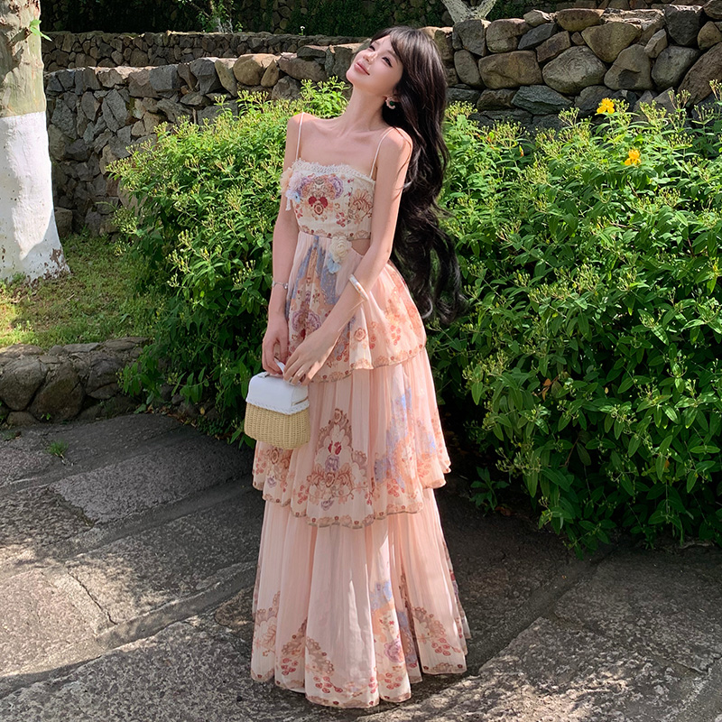 Lace Bohemian style dress splice long dress for women