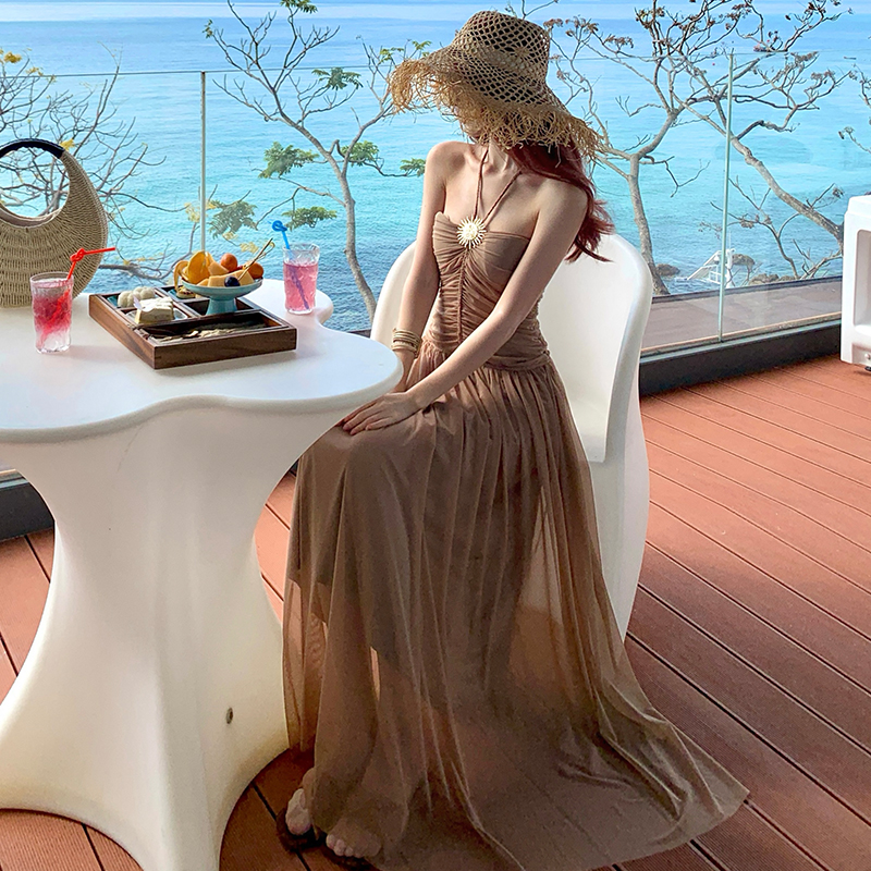 Banquet wrapped chest dress vacation evening dress