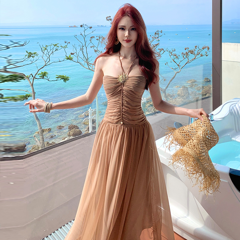 Banquet wrapped chest dress vacation evening dress
