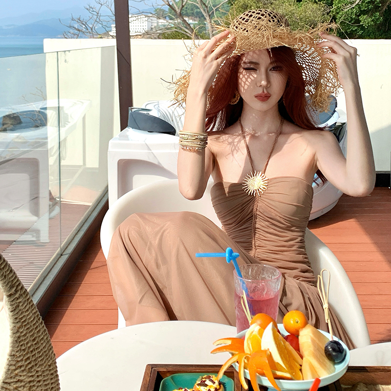 Banquet wrapped chest dress vacation evening dress