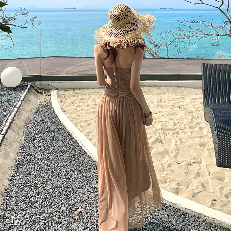 Banquet wrapped chest dress vacation evening dress