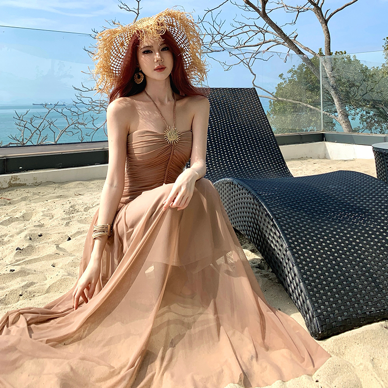 Banquet wrapped chest dress vacation evening dress